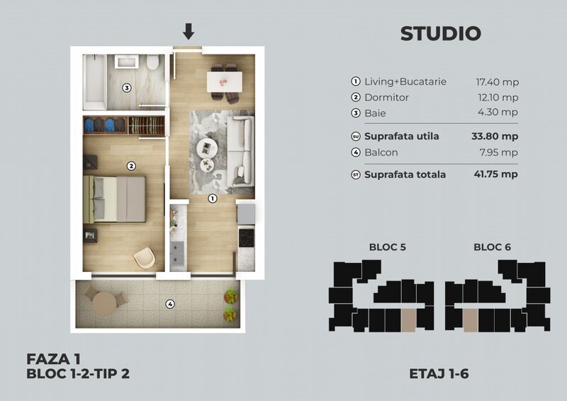 Popesti-Leordeni, studio de vanzare, metrou Berceni, piscina exterioara, comision 0%